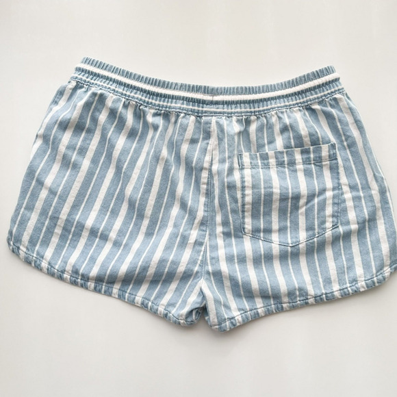 Aerie Cotton Pull On Drawstring Shorts Womens Small Blue White Stripe Summer - Picture 2 of 7